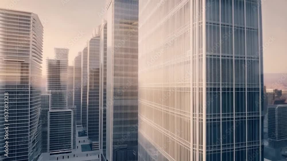 Modern skyscrapers cityscape view Modern skyscrapers cityscape view