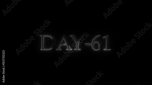 Neon day 61 glowing text against a deep black background for creative concepts