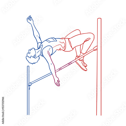 High jumper in the transition phase over the bar on transparent background  