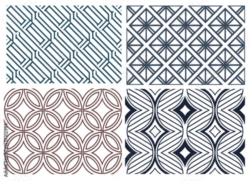 Geometric Seamless Patterns Elegant Line Art Designs for Backgrounds and Textures