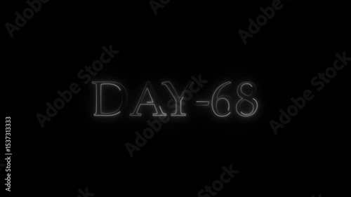 Animated neon day 63 text on a black background for digital content