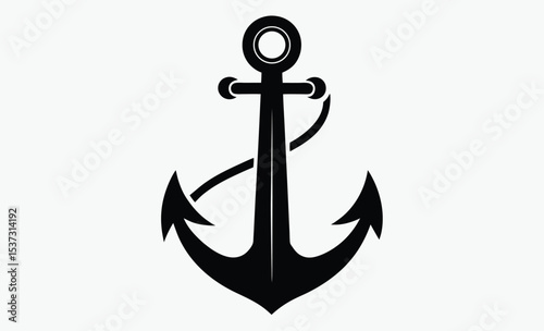 Anchor silhouette, ship wheel icon, anchor symbols  vector silhouettes anchor with rope Steering Wheel Captain Boat Ship Yacht Compass Transport logo design inspiration, marine compass vector  
