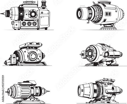Mechanism set, retro, vintage, steampunk, cyberpunk, decorative elements. Ideal design for social media, cover, banner, flyer, music, ads.	