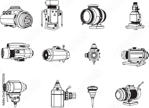 Mechanism set, retro, vintage, steampunk, cyberpunk, decorative elements. Ideal design for social media, cover, banner, flyer, music, ads.	