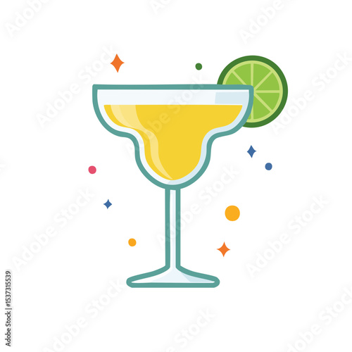 Refreshing margarita cocktail with lime slice