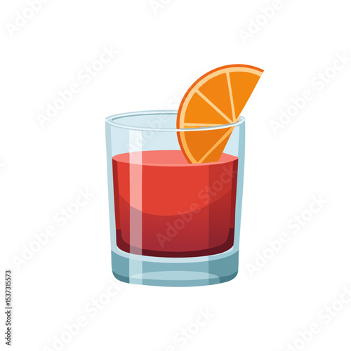 A refreshing drink in a glass with an orange slice garnish, perfect for a relaxing moment. The image is bright and inviting, making it ideal for promoting beverages or culinary themes.