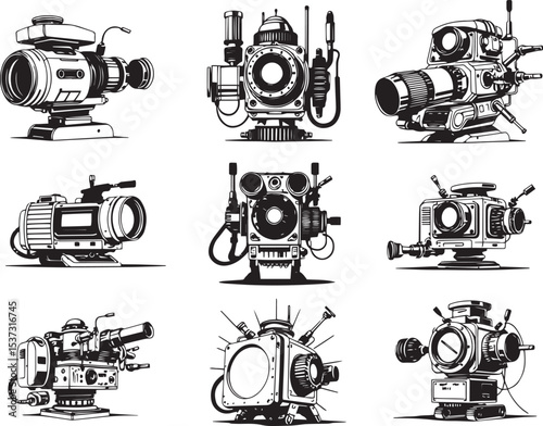 Mechanism set, retro, vintage, steampunk, cyberpunk, decorative elements. Ideal design for social media, cover, banner, flyer, music, ads.	