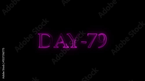 Neon sign displaying day 79 with glowing pink text on a black background