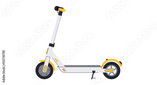 Modern electric scooter design with yellow accents on white background vector illustration