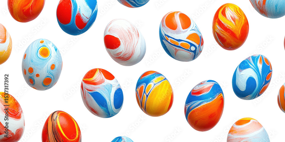 Obraz premium colorful painted easter eggs isolated on transparent background