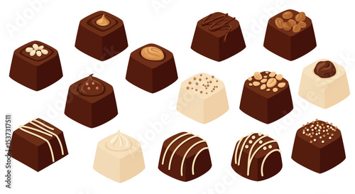 Assorted gourmet chocolate truffles for festive celebrations and holiday treats vector illustration