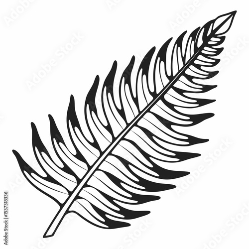 simplified fern leaf with refined artistic cuts.Tropical Leaf Silhouettes Collection – Monstera, Palm, Banana & Fern Vectors