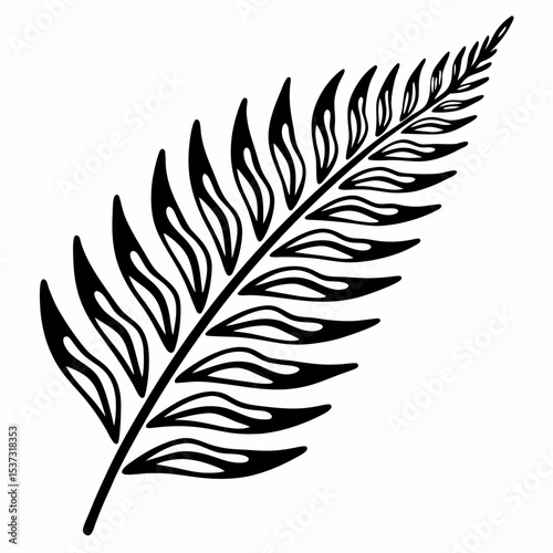 simplified fern leaf with refined artistic cuts.Tropical Leaf Silhouettes Collection – Monstera, Palm, Banana & Fern Vectors