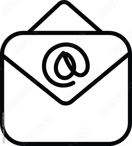 e mail icon  vector illustration black and white color  line art icon design