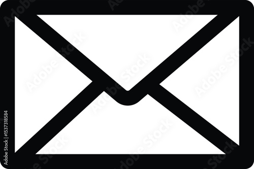 email symbol on black background  vector illustration black and white color  line art icon design