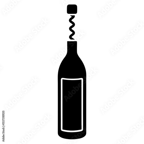 wine bottle and corkscrew