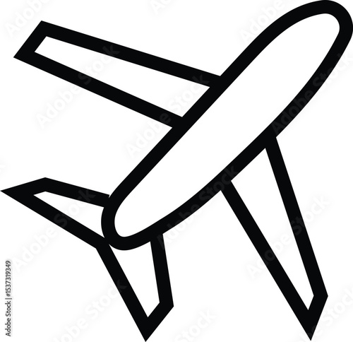 chair on white background aeroplane black and white line art icon design 