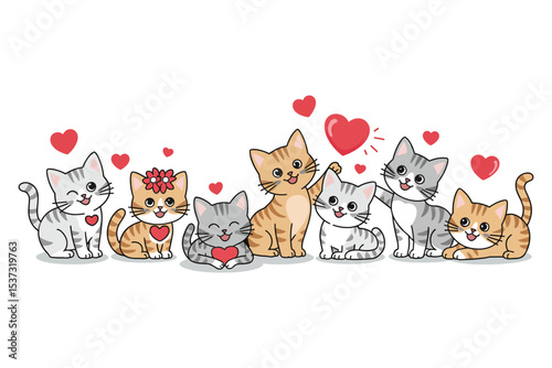 Adorable Collection of Cute Kittens A Charming Illustration
