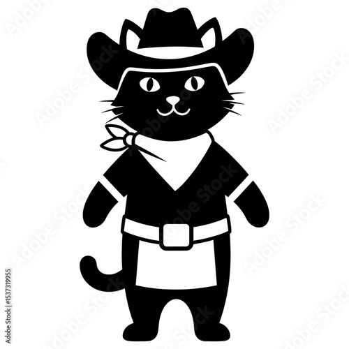 Cartoon Cat with Western Attire