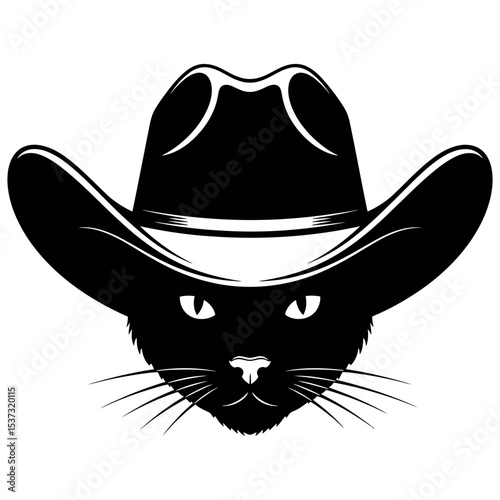 Cool Cat Wearing a Cowboy Hat
