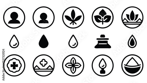 Set of minimalist icons featuring symbols for spa wellness and health related topics