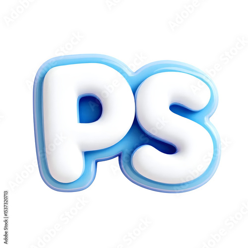 3d rendered ps letters blue and white isolated on transparent background