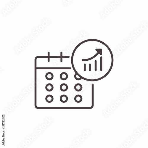 calendar trend growth icon sign vector