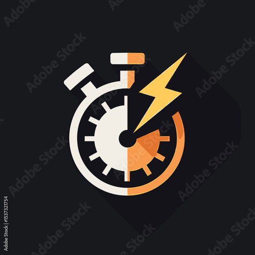 Stopwatch icon with lightning symbol for speed and time tracking  