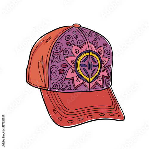 Colorful cap with floral patterns in casual style  