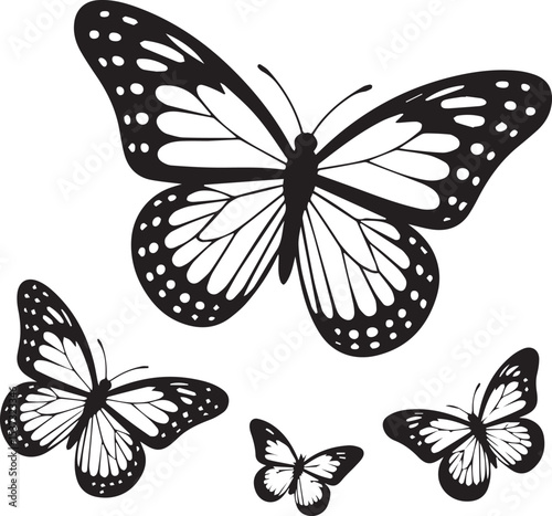 Elegant black and white butterfly silhouettes perfect for nature inspired designs