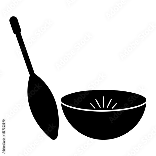 rice-paddle-and-bowl-icon-on-white-background-