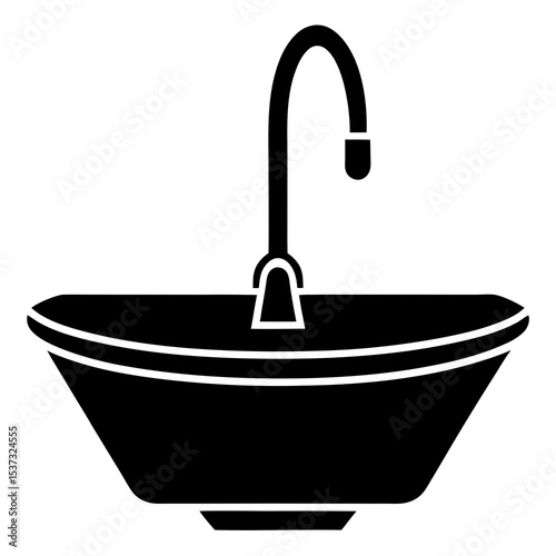 kitchen-sink-with-running-water-icon-on-white