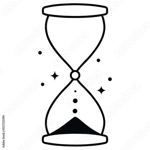 Simple line art hourglass design element