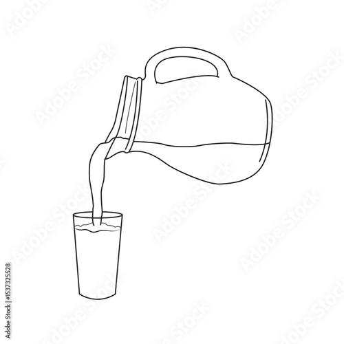 water jug pour glass engraving black and white outline