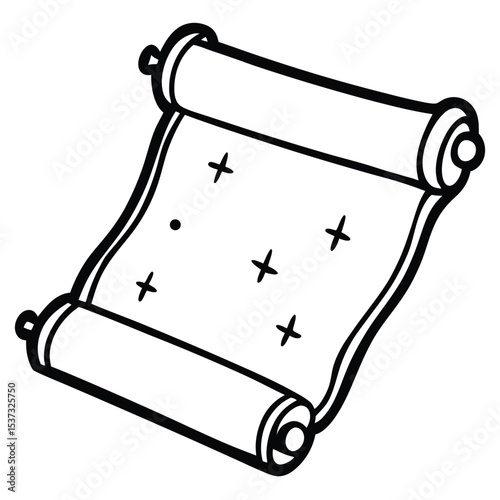 Cartoon scroll illustration black and white