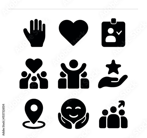 Consulting Icons Set. Solid, filled icons set of part-time and consulting work: briefcase icon, calendar icon,