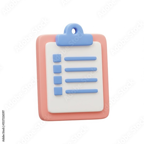 Pink clipboard with a blank paper checklist and blue checkboxes. Task management and to-do list concept for productivity planning.