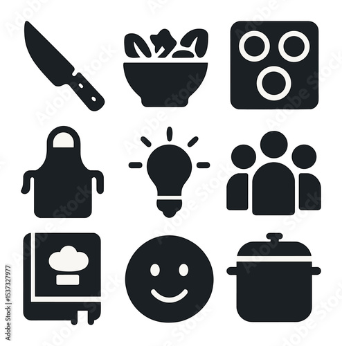 Mindfulness and Sleep Icons. Solid, filled icons set of mindfulness and sleep connection: calm mind, peaceful