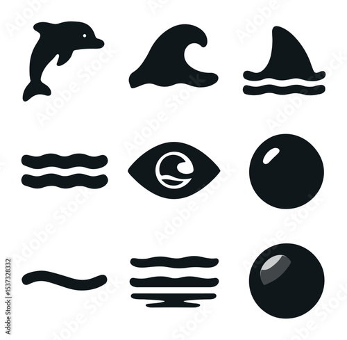Mindful Animal Icons. Solid, filled icons set of mindfulness and animal interactions: soft wave, gentle touch,