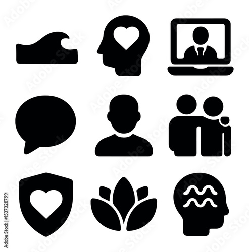 Digital Healthcare Icons. Solid, filled icons set of healthcare access and digital care: accessibility icon,