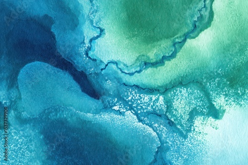 Abstract Teal Green and Blue Watercolor Texture with Gradient Tones for Artistic Background Design Concept of Art, Creativity, and Visual Inspirations