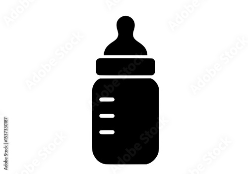 Silhouette of a baby bottle with a nipple, featuring measurement markings on the side.