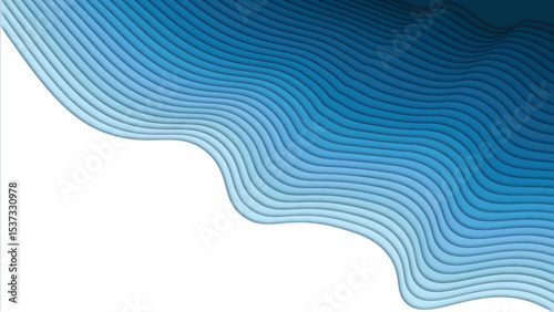 water blue  abstract background with paper cut shapes. papercut stylecarving art. Paper craft landscape with gradient fade colors. Minimalistic design layout for business presentations, flyers, poster