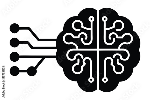 ai brainwave vector icon
