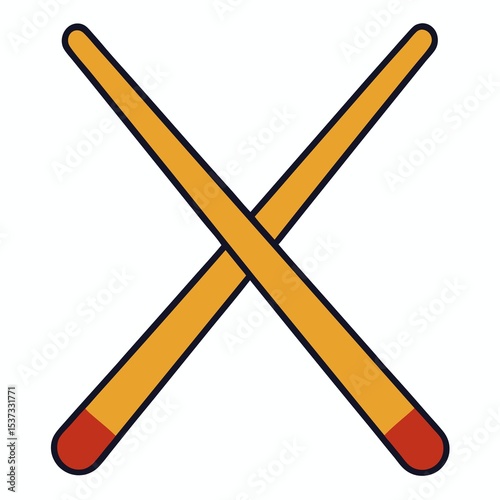 Crossed matchsticks illustration safety concept on white background