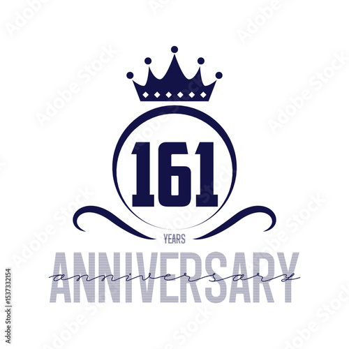 161 years anniversary celebration logotype. Elegant anniversary design. One hundred and sixty-one years logo.