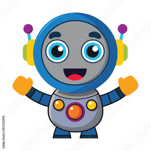 happy robot kid cartoon mascot
