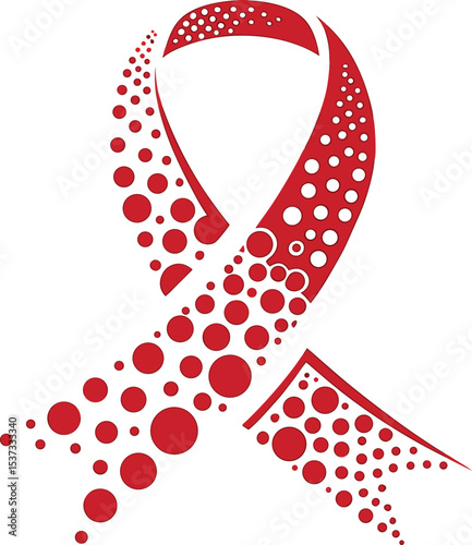 Symbol of Hope A Red Awareness Ribbon Design Featuring Bold Circular Patterns Evoking Solidarity and Support for an Important Cause