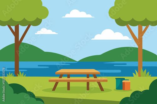 Serene Lakeside Picnic Peaceful Nature Escape, Relaxing Outdoors