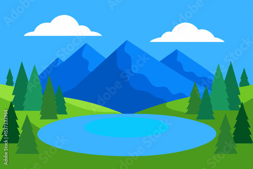 Serene Mountain Lake Landscape A Picturesque View of Nature's Beauty